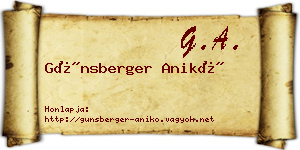 Günsberger Anikó névjegykártya